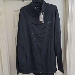 Under Armour Black Performance Jacket with High Collar and Geometric Design